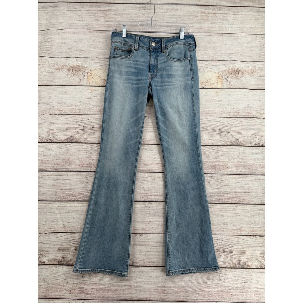 American Eagle Kick Boot Jeans Women 6 Light Blue Super Stretch Denim